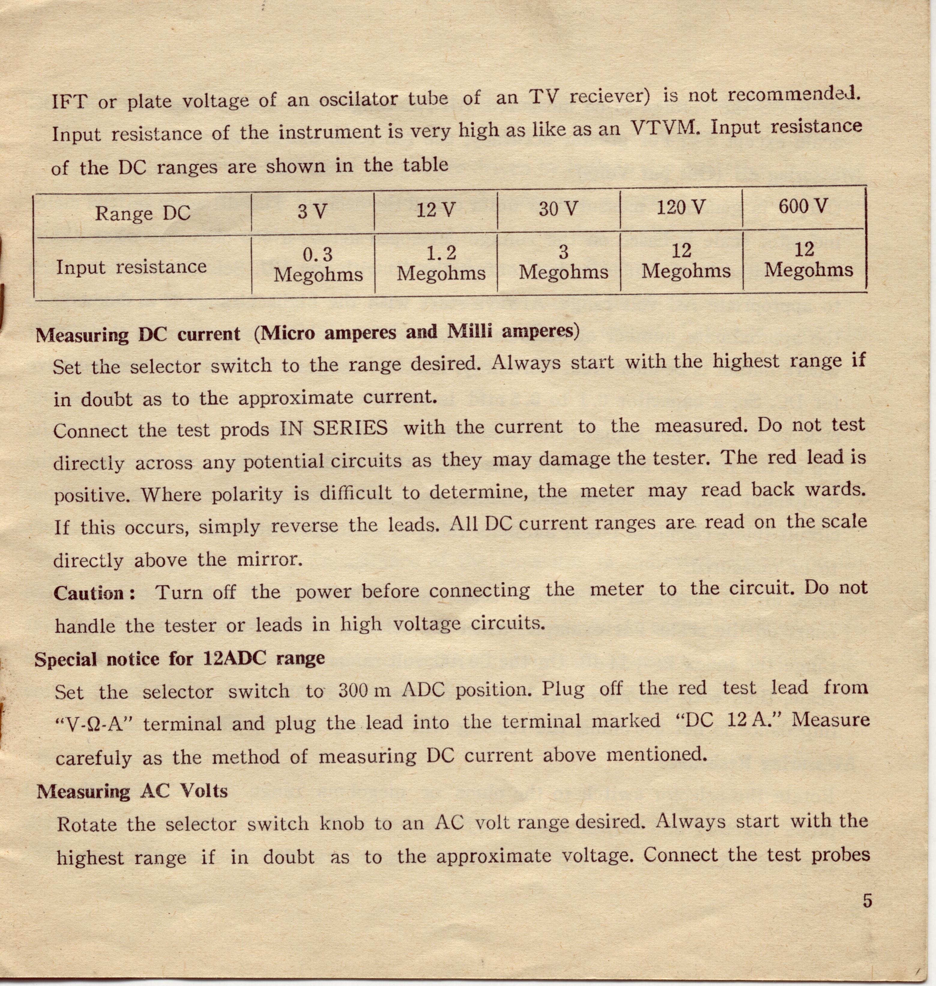 Hansen S-100 Tr User manual and schematic diagram. Analog multimeter Hansen model S-100 Tr and model S-100 Tr-H. Japan.