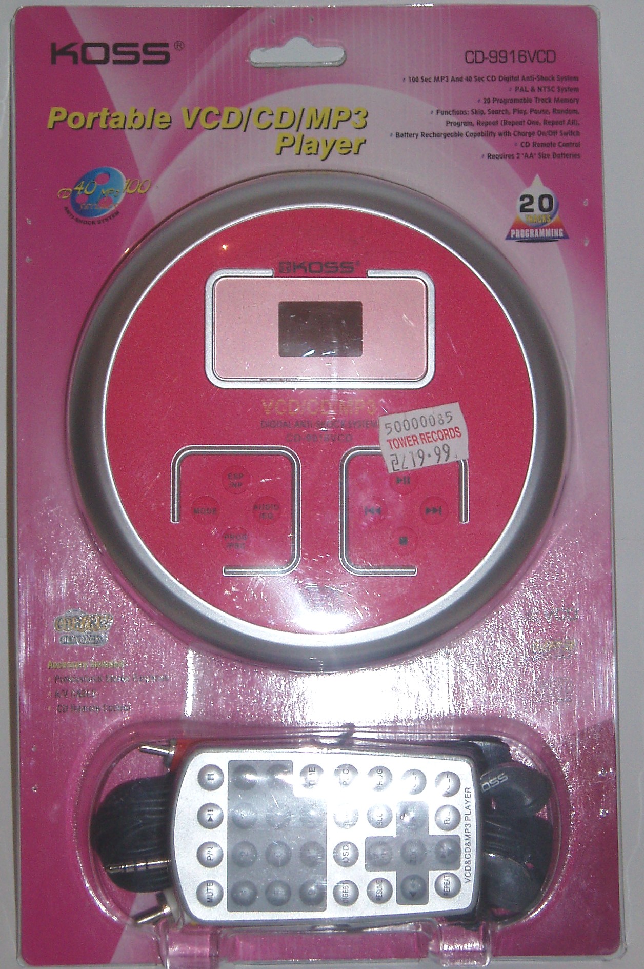 Koss CD-9916VCD KOSS CD-9916VCD
Portable MP3/VCD/CD Player
Manual
Photo
Description