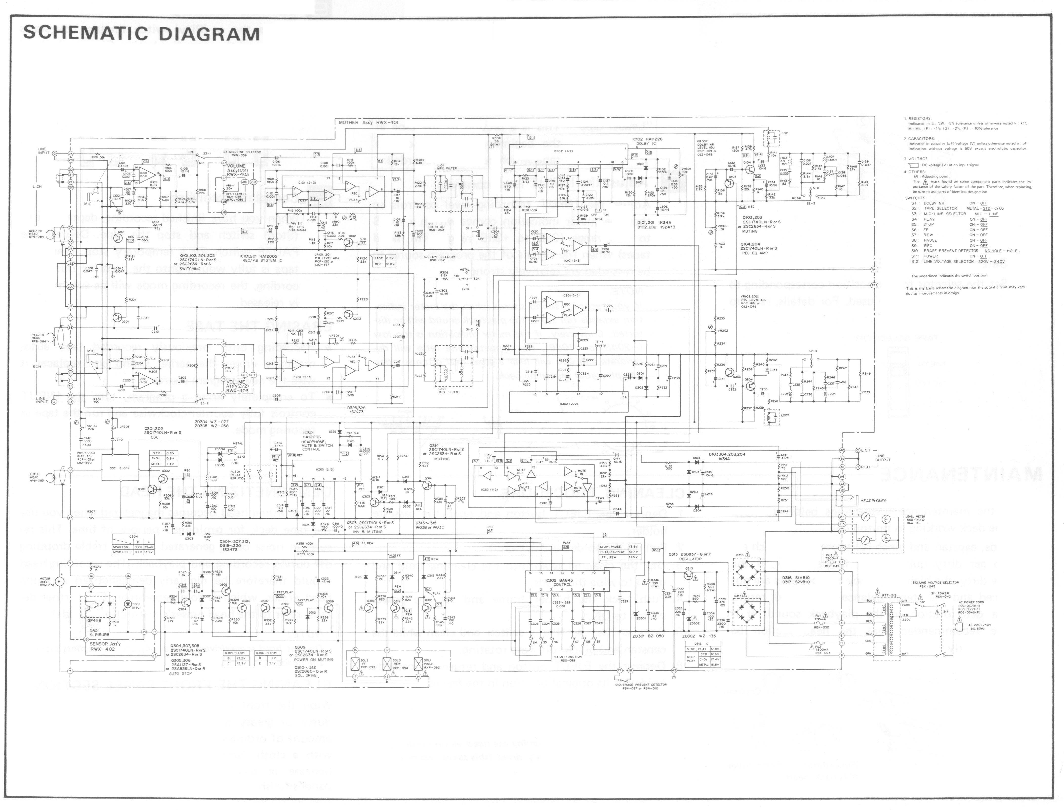 Pioneer CT-200 Schematic Diagram Tape Recorder - pag. 01