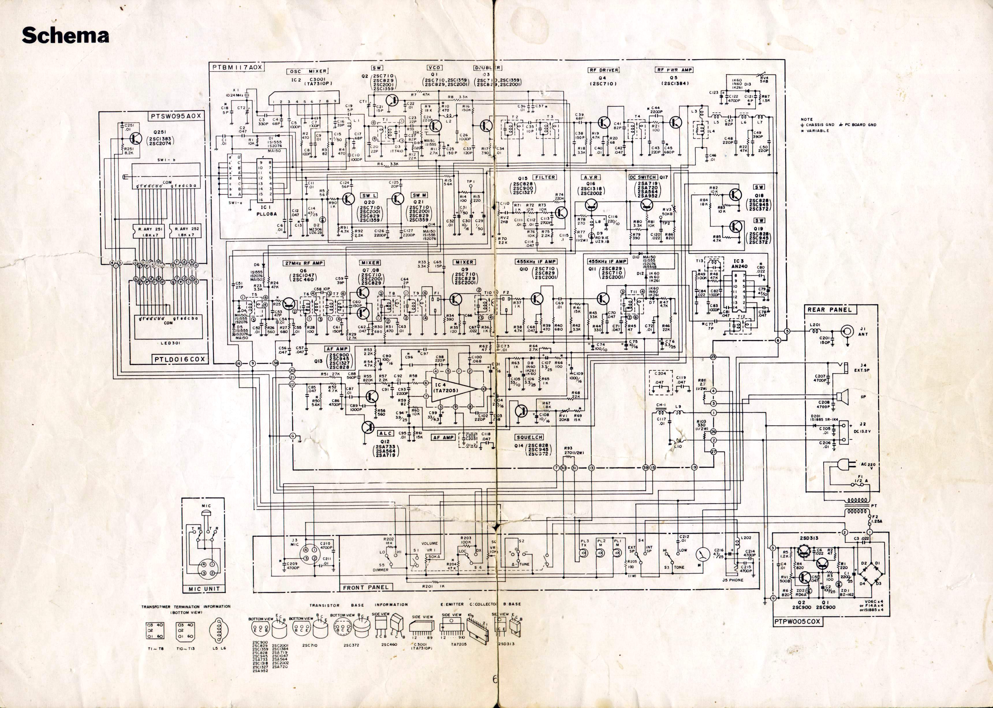 Amroh Amroh cb-708 De eerste 27 mc  ptt marc bakken uit japan werden vaak met hetzelde print in elkaar gezet.

In dit geval een amroh cb-708 ( basis )

Deze hadden 22 kanalen en een vermogen van 0,5 Watt

MAIN PCB Nr.   PTBM117AOX
POWER    Nr.   PTPW005COX
CHAN.SW. Nr.  PTSW095AOX