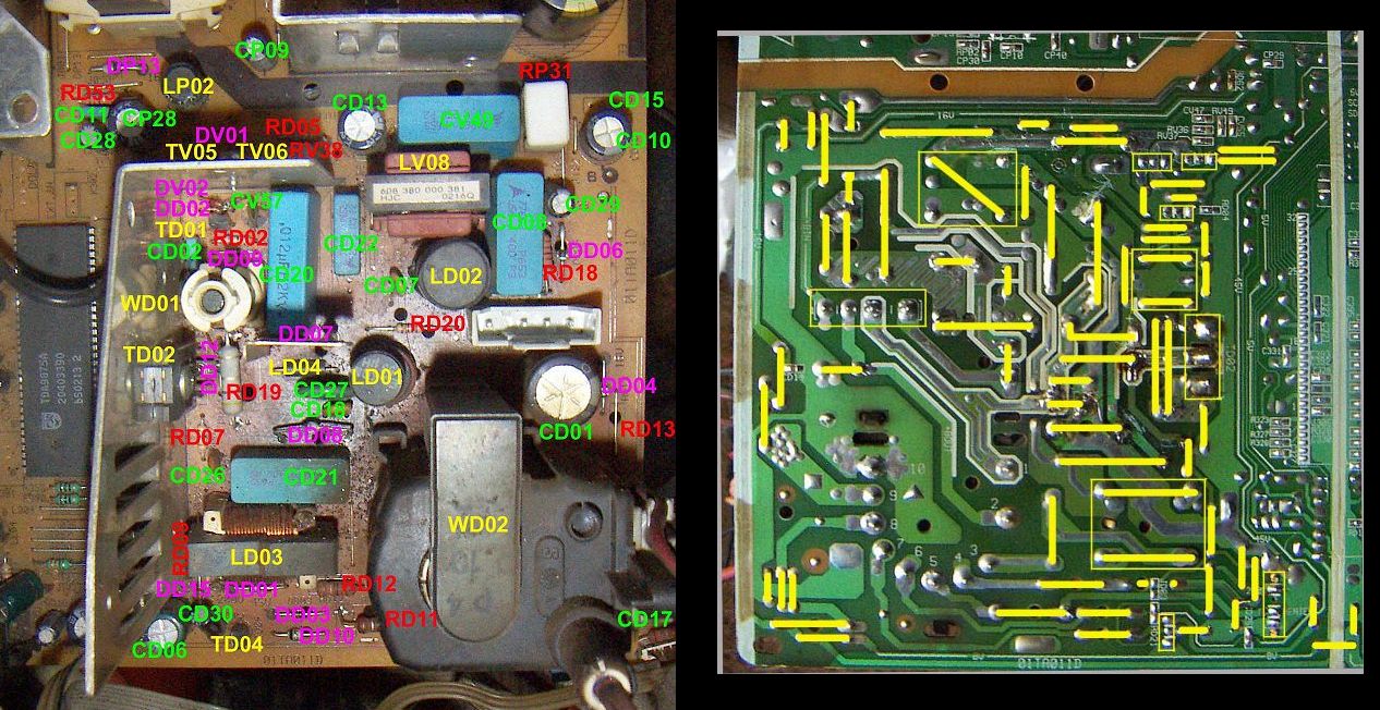 Panasonic  Photos of horizontal scan area with labelled components