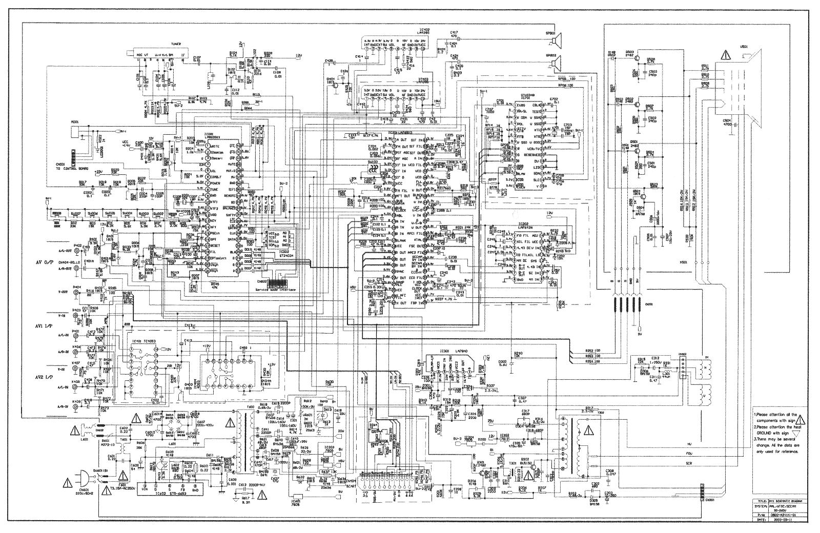 Схема блока питания supra stv Service manual : 3Y11 3Y11 3y11.jpg, Schematic of Chassis 3Y11 - Corrected manua