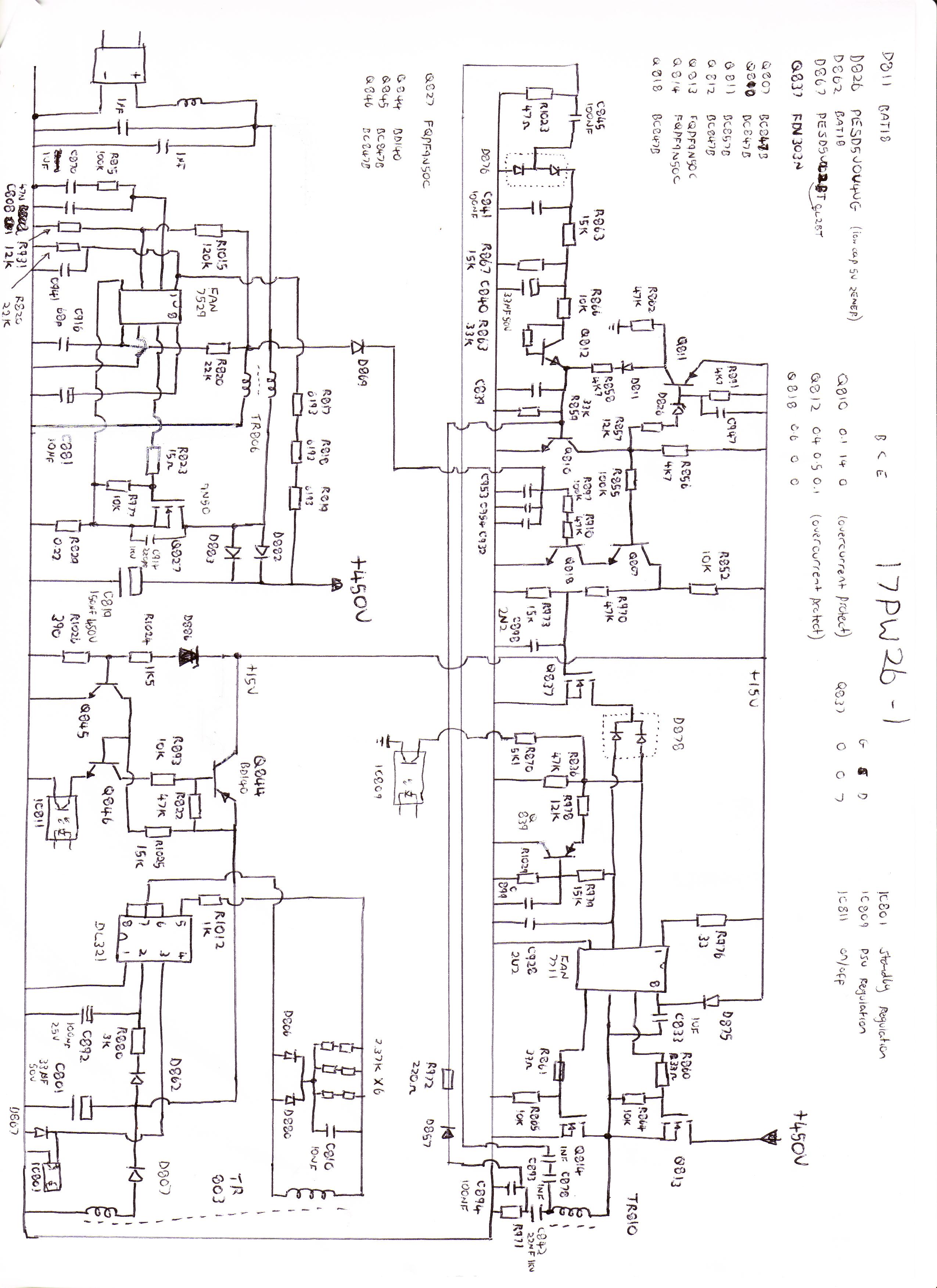 vestel 17pw26-1 reverse engineered psu diagram - primary side