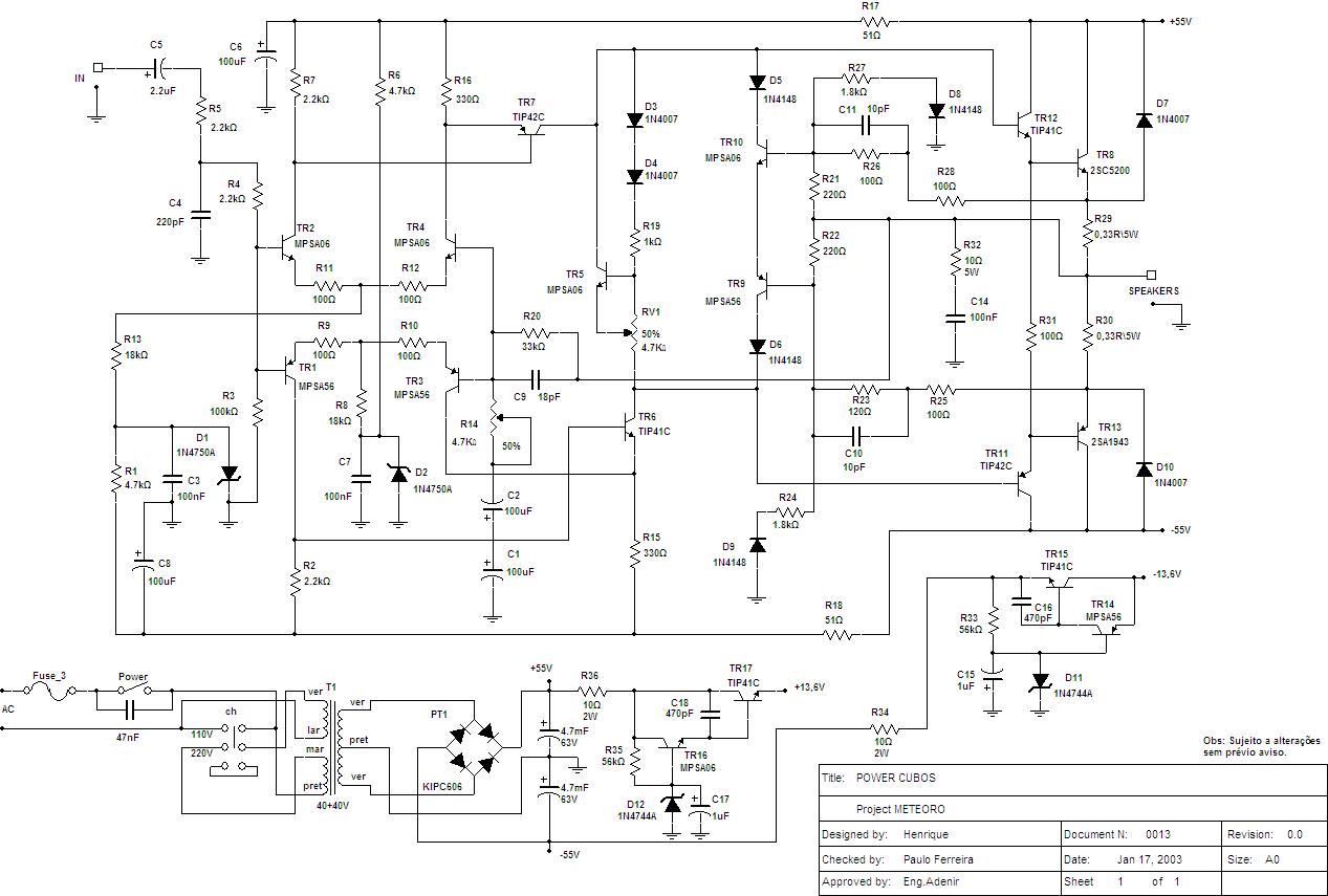Meteoro RX-100 II Schematic diagram or Diagrama esquemático.