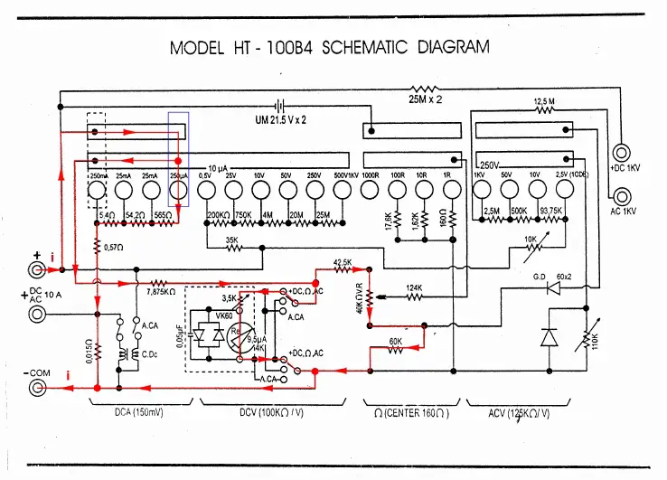 Camoden HT-100B4 multimeter DC 100kom/v AC 12,5kom/v