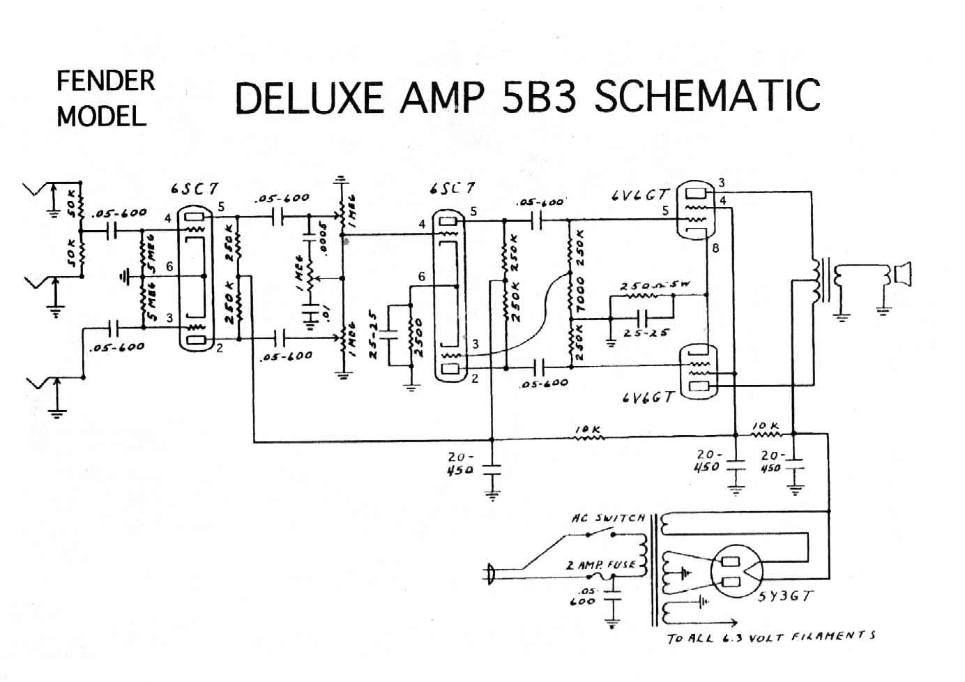 Fender Deluxe Fender Deluxe chassis 5b3 schematic