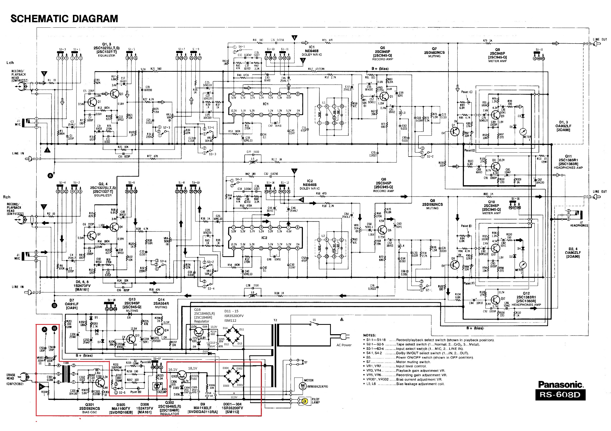 Panasonic RS-608D Electronic schematics.