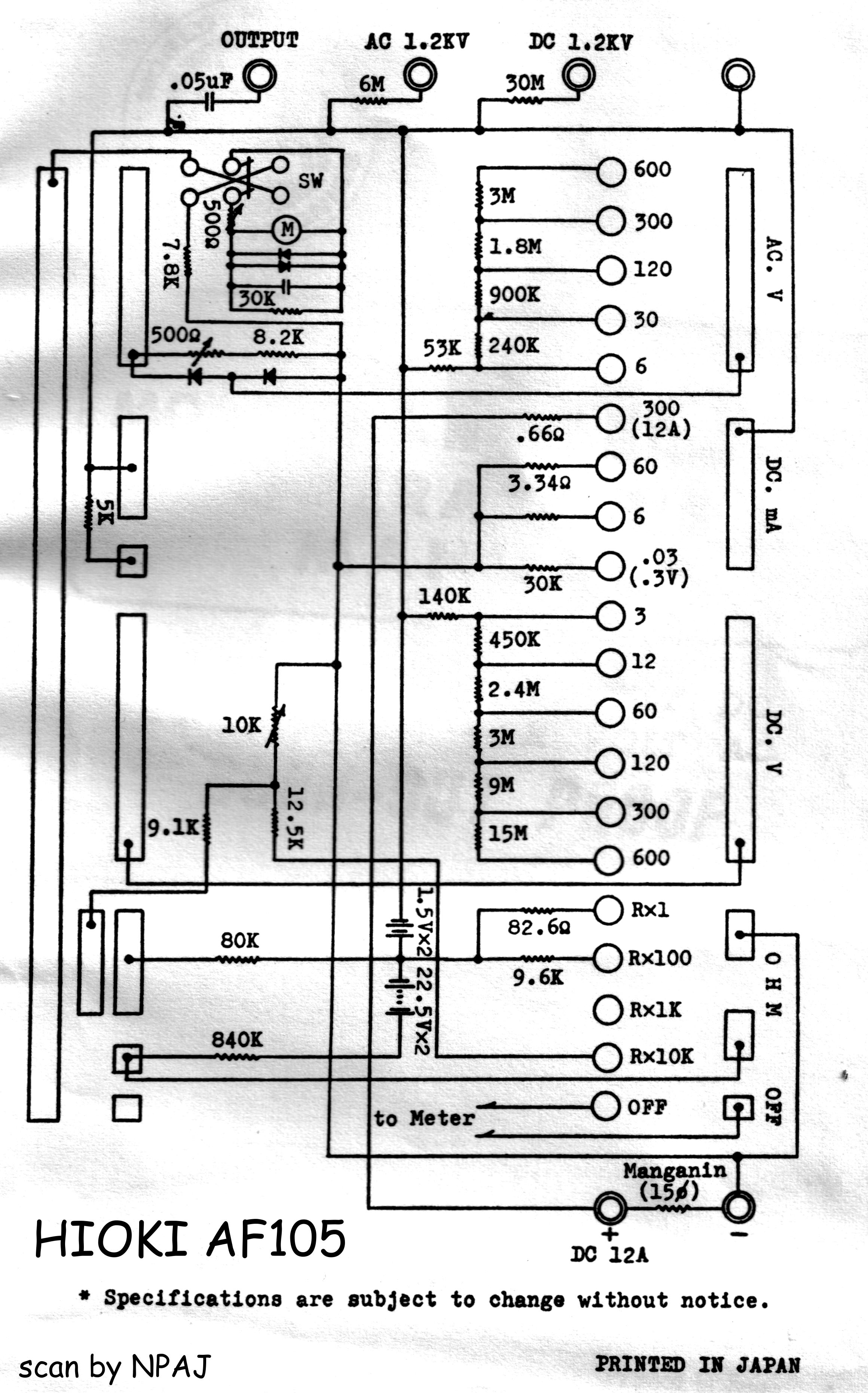 HIOKI AF105 Schematic diagram of Hioki model AF105.
