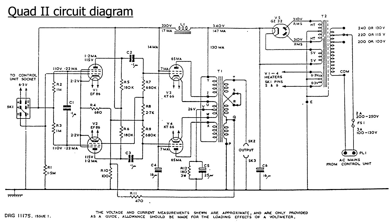 Quad Quad-II British valve amplifier schematics.