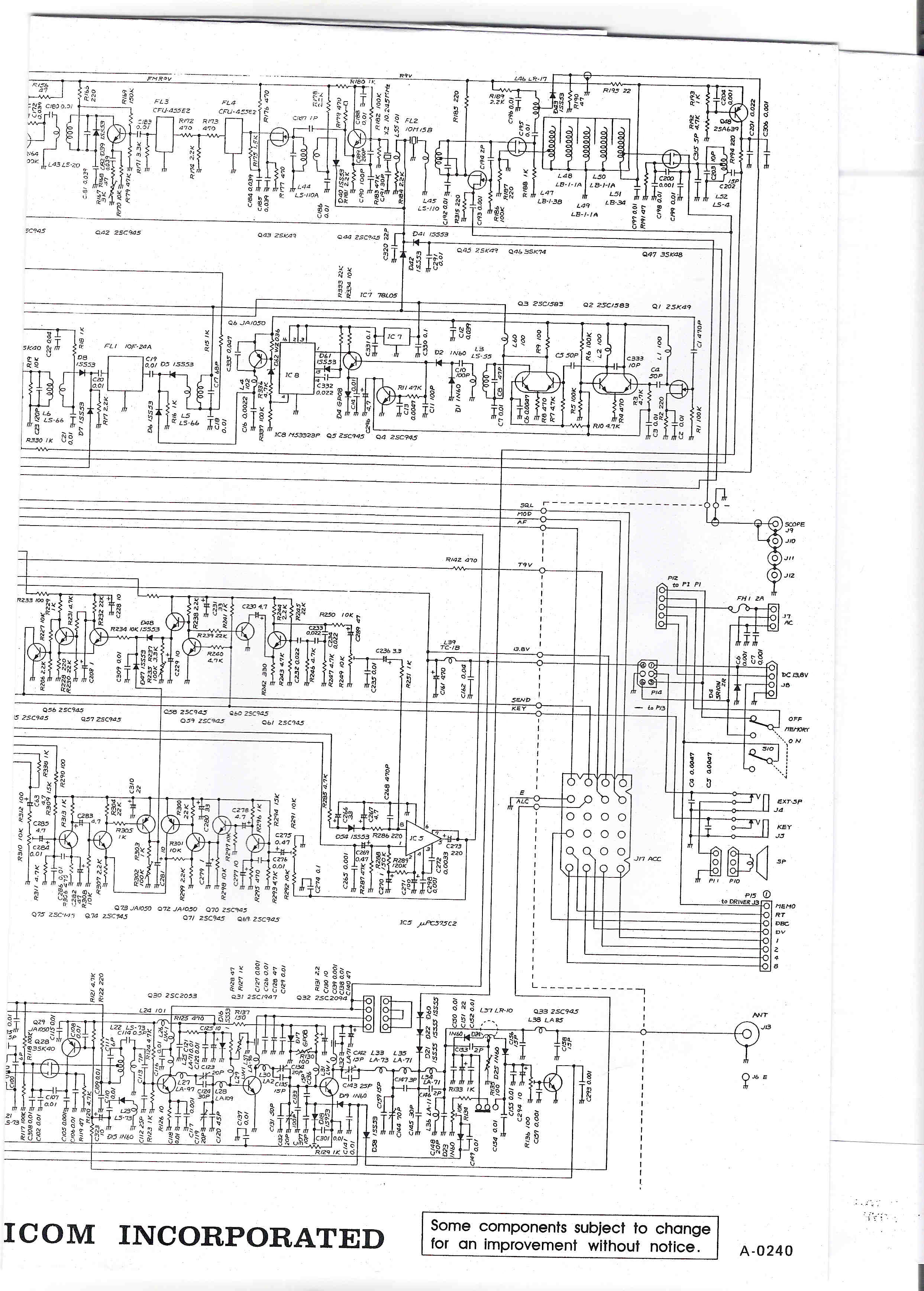 Icom IC-251 Schematic Diagram - Scan six