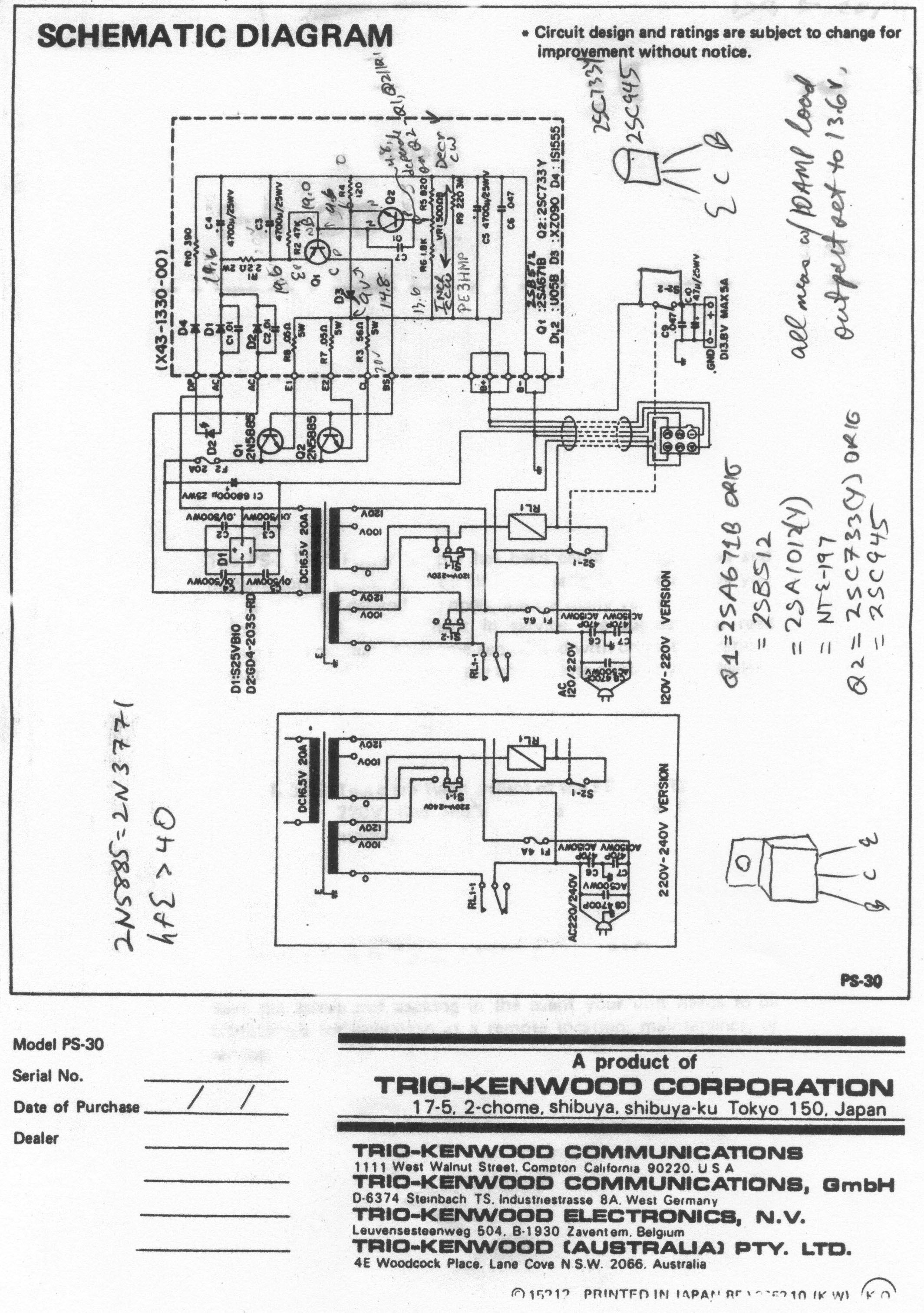 Kenwood PS-30 Schematic Diagram for PS-30 Trio - Kenwood