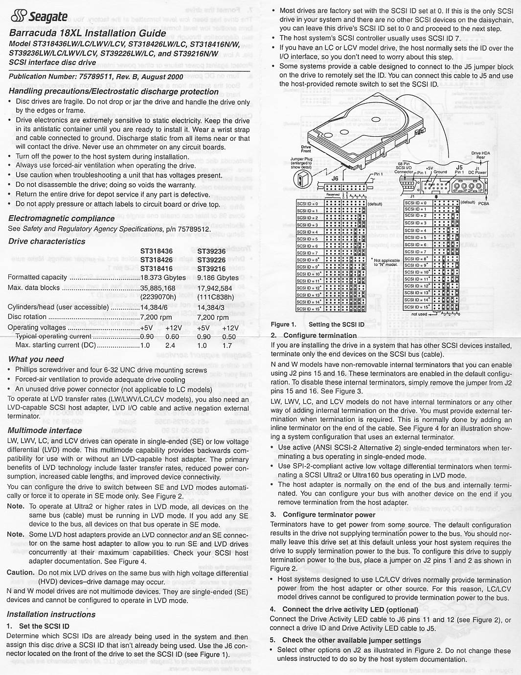 Seagate Barracuda SCSI HDD Barracuda 18XL Installation guide (SCSI HDD)