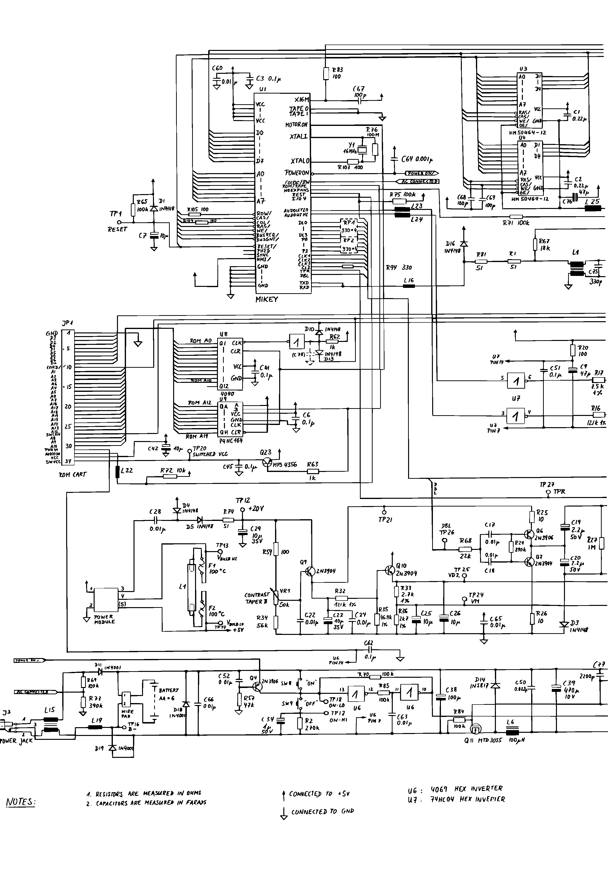 Atari Lynx Electrical Diagram of Atari Lynx