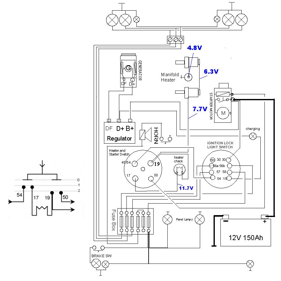 Zetor A25 Electric diagram for tractor Zetor 25A