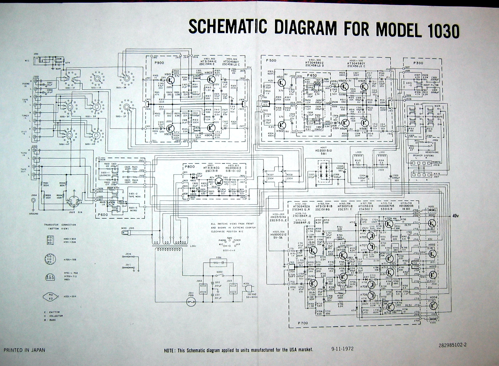 MARANTZ 1030 jpg file, schematic diagram original 110V