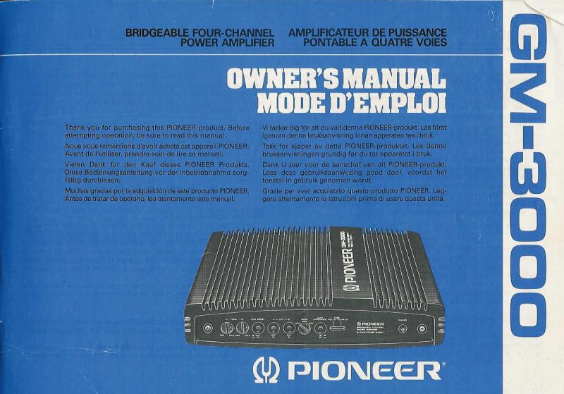 pioneer gm-3000 Pioneer GM3000 French Manual (Manuel en Francais)