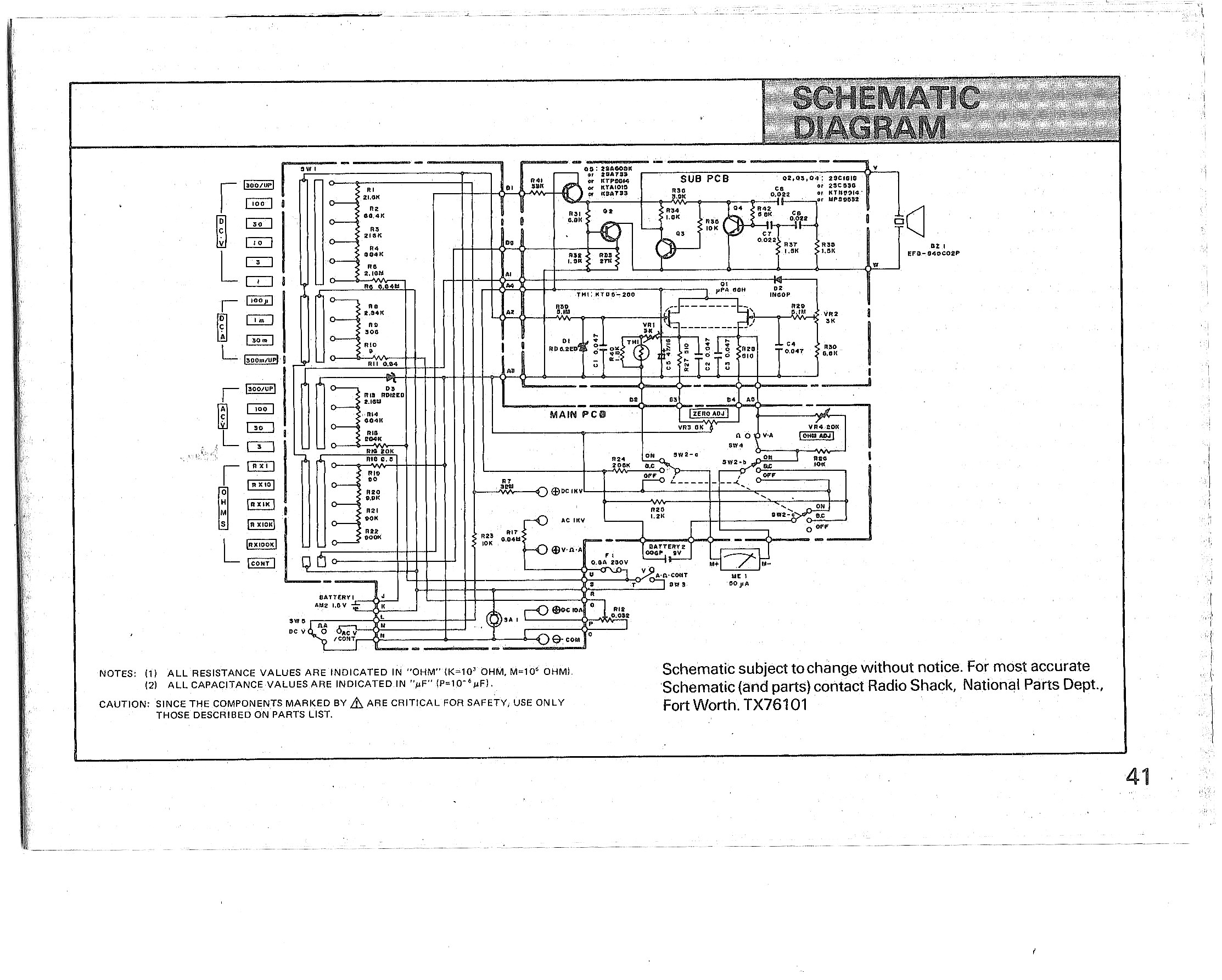 micronta 22-220a this is the original schmatic diagram for this multimeter. 22-220a