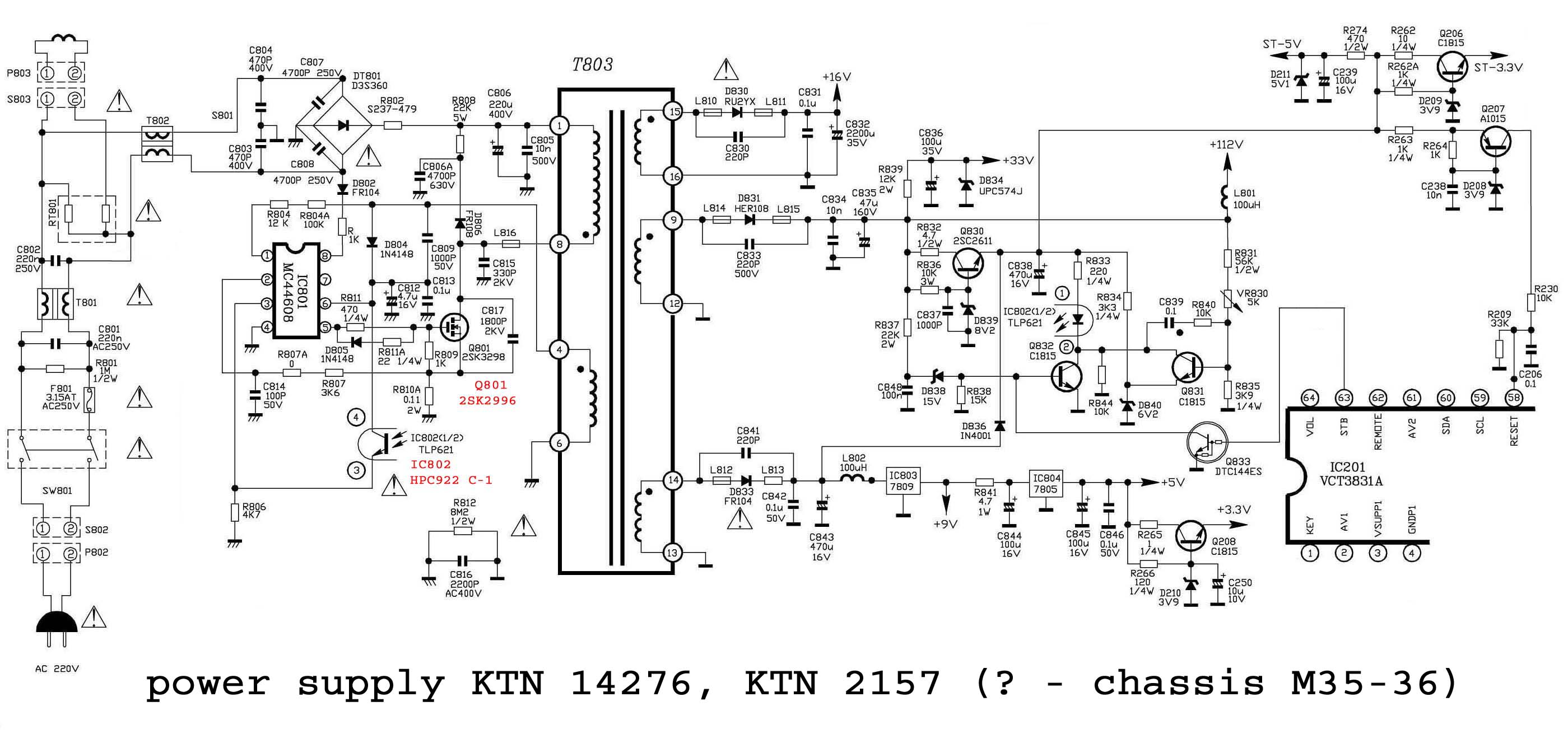 CHINA KTN 14276/2157 power supply KTN 14276, KTN 2157 (? - chassis M35-36)