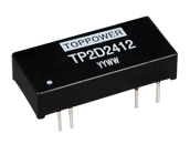 Top Power DC/DC Converters TP2D2412-3W Summary Description:													
"3W Isolated Wide Input Dual Output DC/DC Converters
The TP2D is a series of low profile DC/DC converters offering dual outputs with a 2:1 input voltage range. All parts deliver 3W output power within operating temperature range  -40 degree centigrade to 85 degree centigrade. The plastic case is rated to UL94V-0 and encapsulant to L94V-1.
"													
Basic Terms:													
1	Type				TP2D Series								
2	Power density 				0.9W/cm3								
3	input range				 2:1 wide input range								
4	Pinout				Industry standard pinout								
5	Related certificate				RoHS compliant								
6	Isolation voltage 				1kVDC isolation								
7	Output voltage				3.3V, 5V, 12V, 15V Input voltage: 5V, 12V, 24V, 48V								
8	Footprint				Industry standard footprint(4.7cm2)								
9	Pin connection				2(-Vin),3(-Vin),9(OV),11(-Vout),14(+Vout),16(OV),22(+Vin),23(+Vin)								
10	Temprature characteristic				Wide temperature performance at full 1 Watt load, -40 degree centigrade to 85 degree centigrade								
11	MOQ				1 pc (no ltimited for considered the long coorperation relations)								
12	Terms of payment				Western Union,T/T								
13	Terms of delivery				DHL / UPS / EMS / TNT								
14	Delivery time				7-12 working days