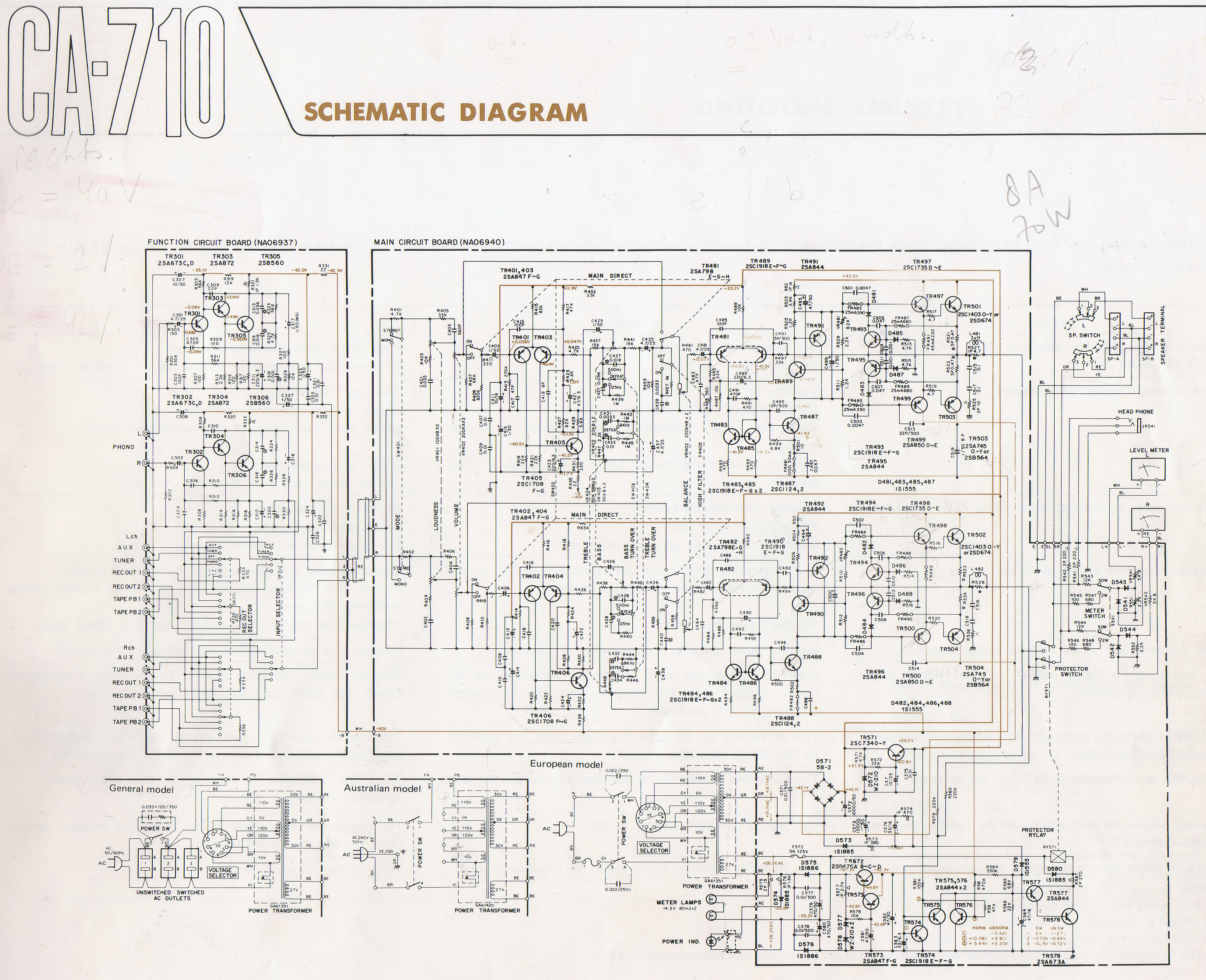 Yamaha CA-710 Part1: Blockdiagram
part2: Schematic