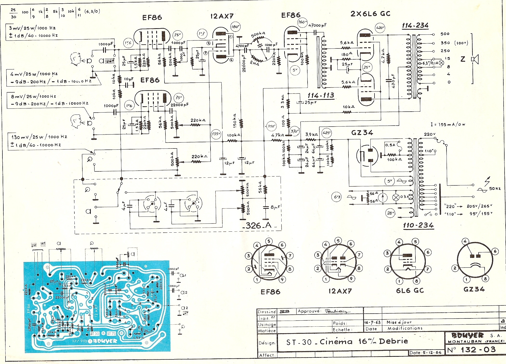 Bouyer ST30 Schematic Diagram of power amplifier Bouyer ST30