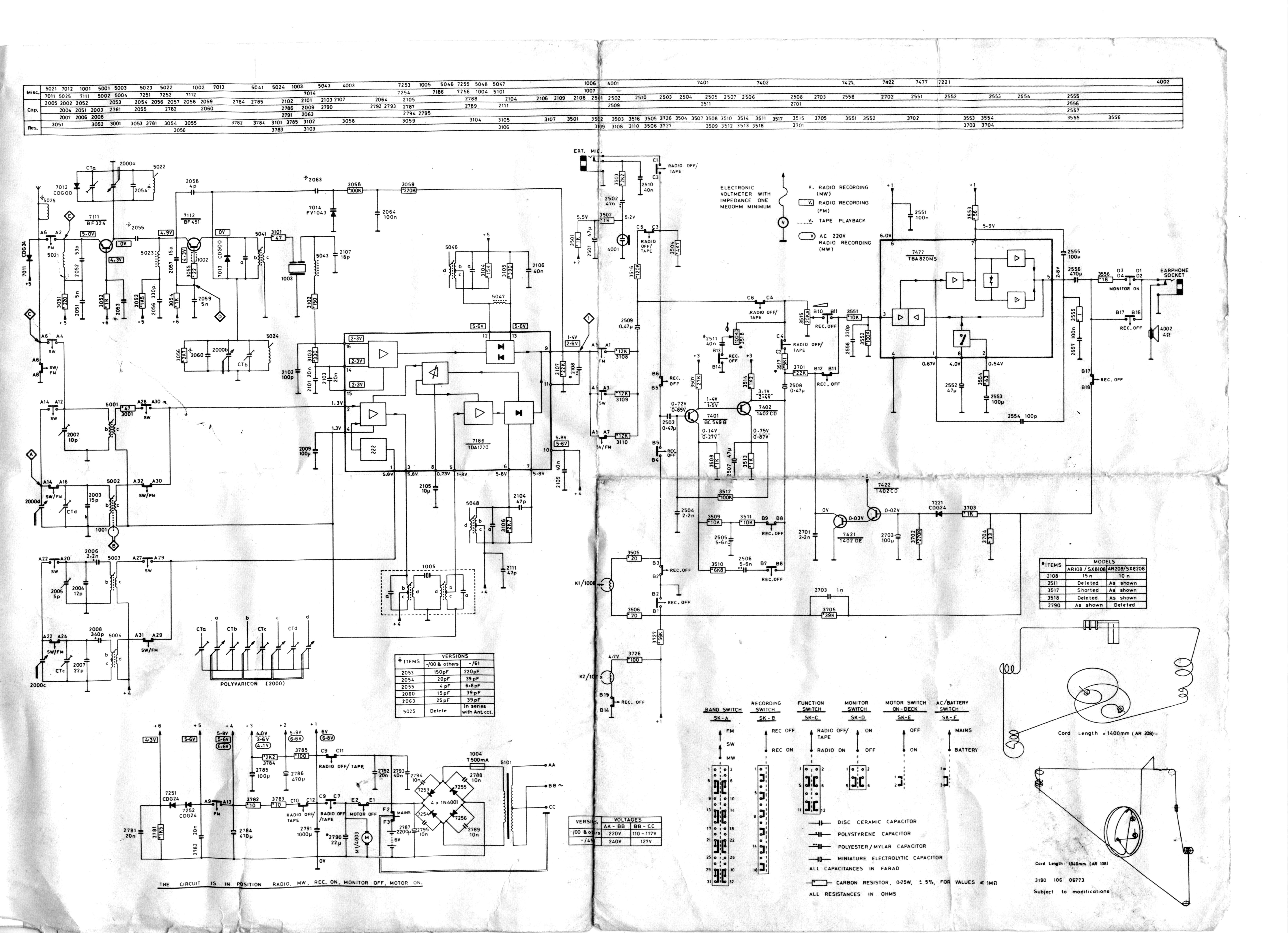Philips 90AR108_00 3-band radio cassete recorder-schematic diagram