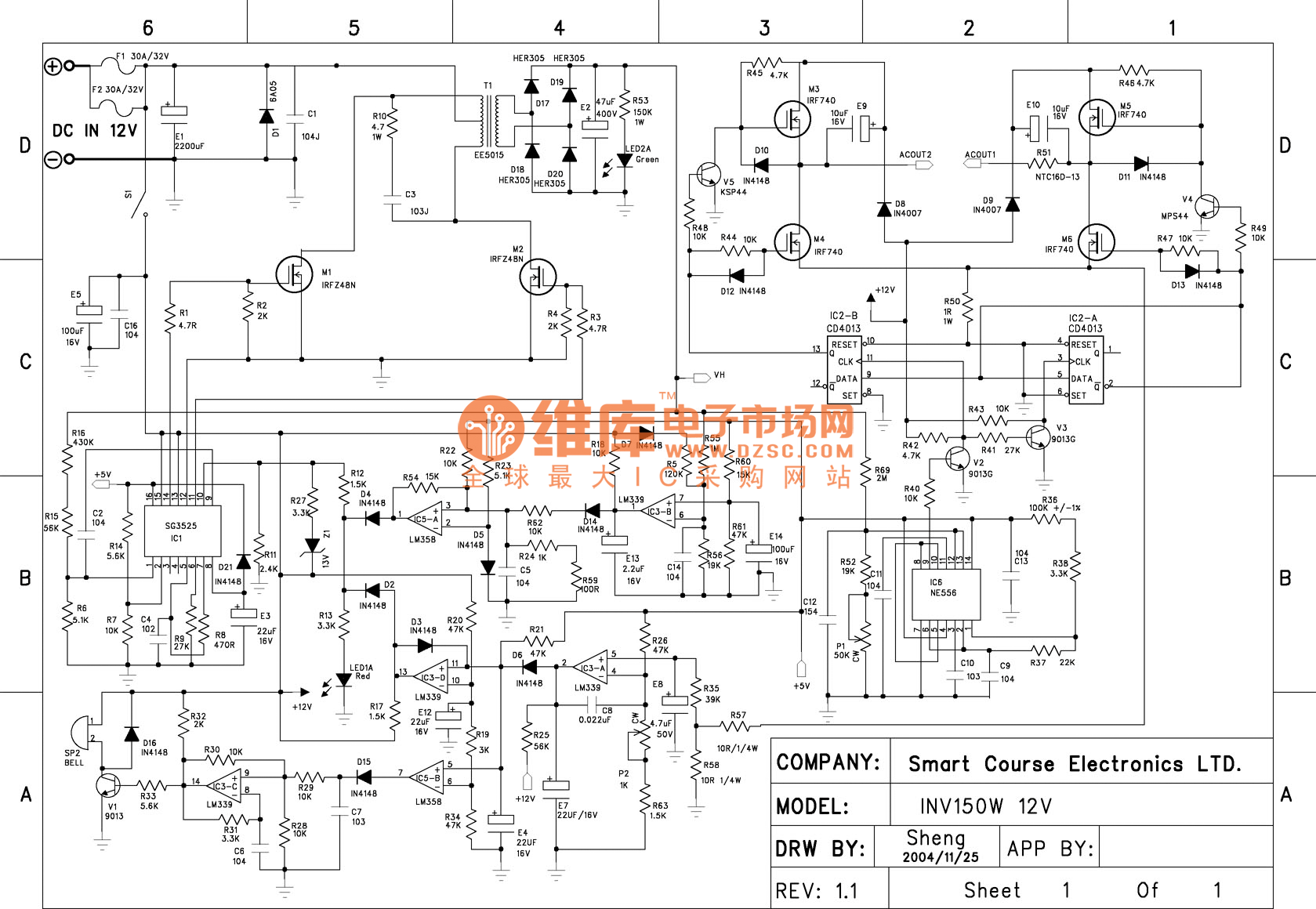 Smart Course Electronics LTD INV150W 12V Power inverter schematic diagram