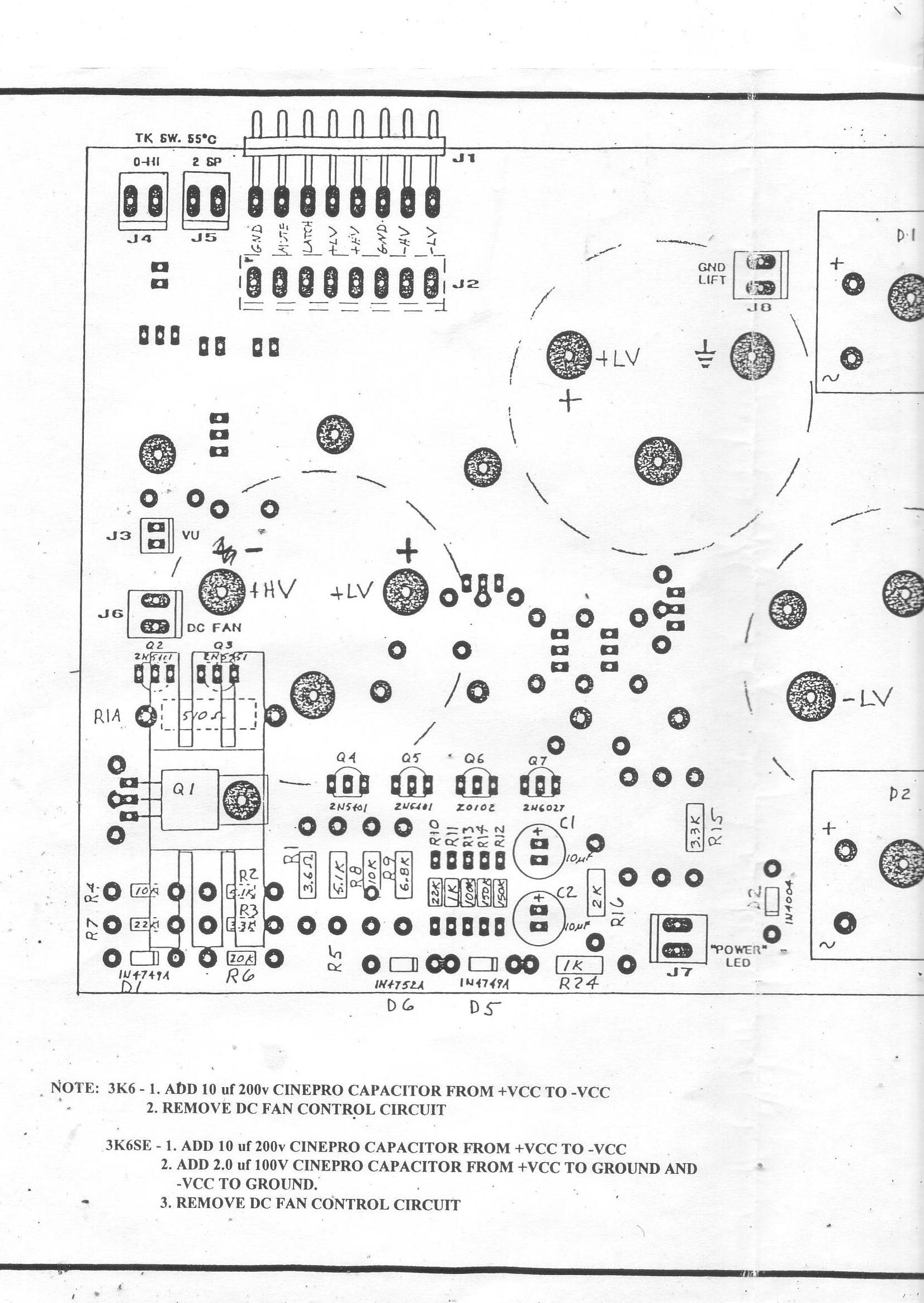 Cinepro 3K6, 3K6SE Input Board Schematics
Power Board Schematics
Stereo Amplifier Board Schematics
