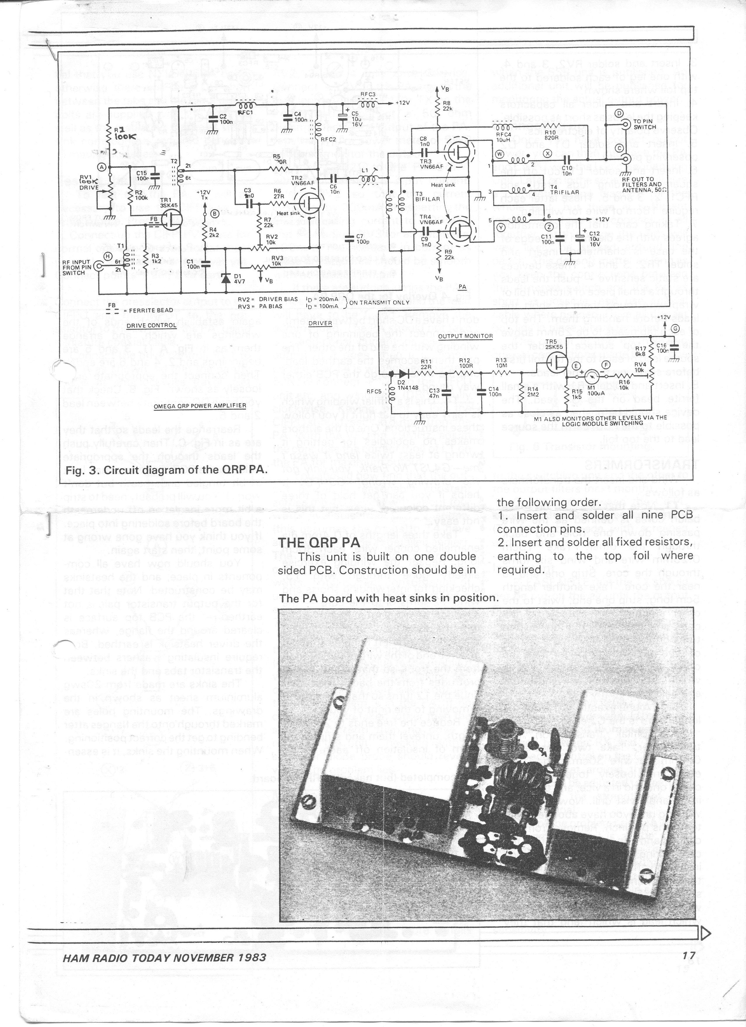 Cirkit Holdings QRP PA Omega QRP Linear Amplifier from HRT magazine 1983