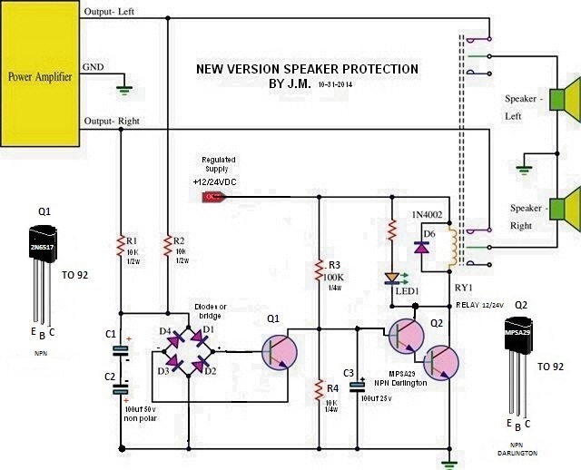 J.M Industries JM-2 Stereo Speaker protection schematic
