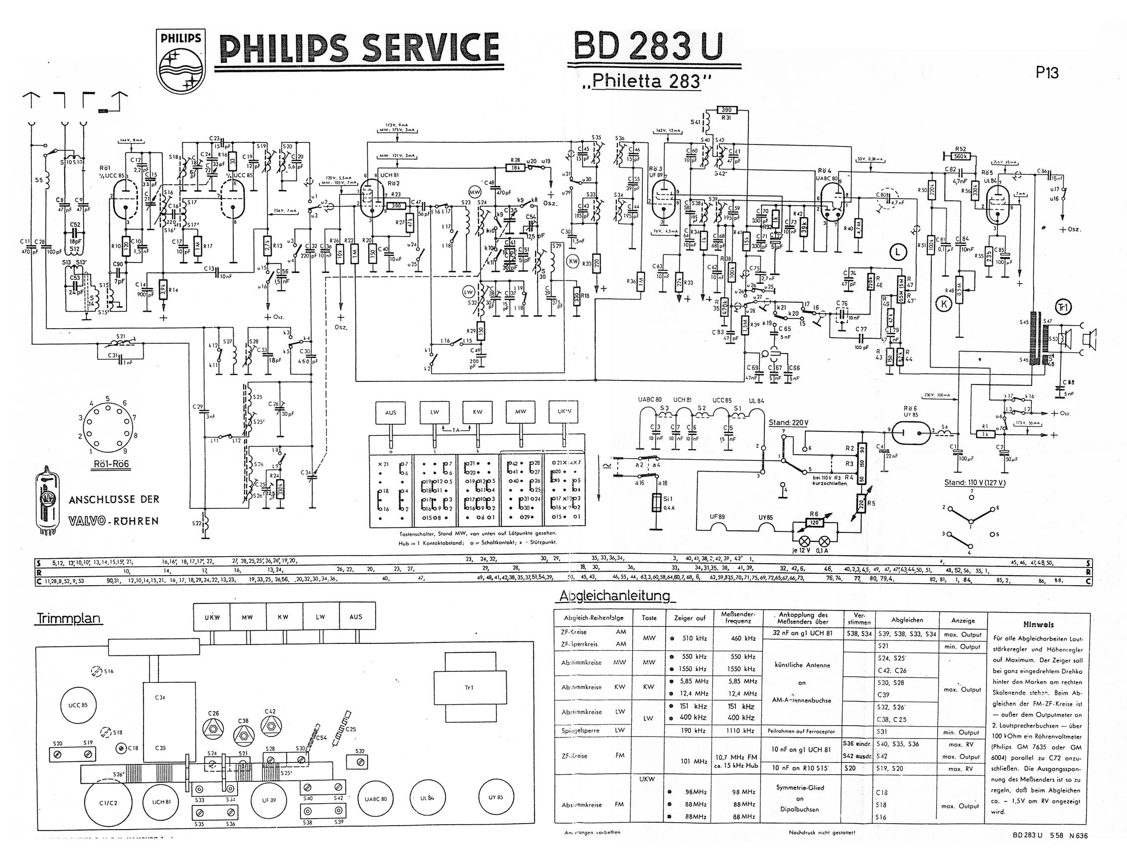 Philips BD283U Tube Radio Philips BD283U