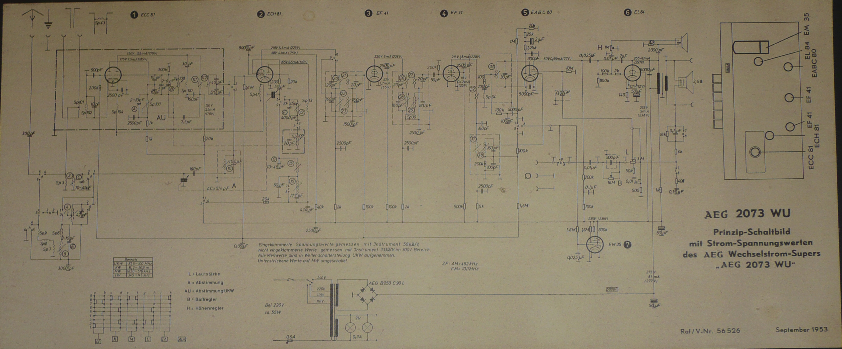 AEG 2073 WU Radio schematics