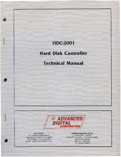 Advanced Digital Corp ADC HDC-2001 Hard Disk Controller Technical Manual 1984  Advanced Digital Corp ADC_HDC-2001_Hard_Disk_Controller_Technical_Manual_1984.pdf