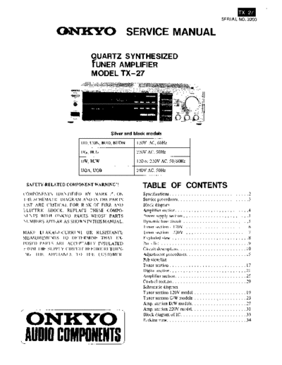 ONKYO hfe onkyo tx-27 service  ONKYO Audio TX-27 hfe_onkyo_tx-27_service.pdf