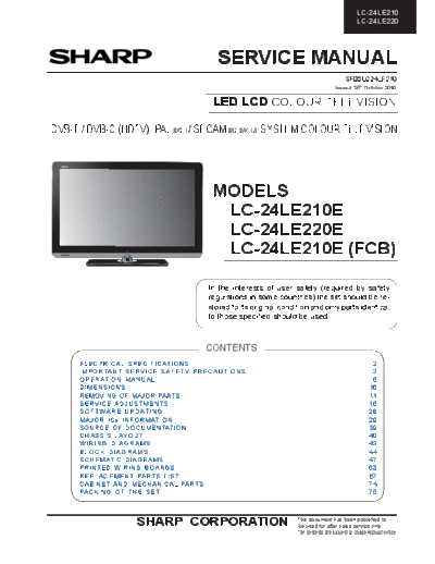 Sharp Sharp LC-24LE210E LC-24LE220E LC-24LE210E [SM]  Sharp Monitor Sharp_LC-24LE210E_LC-24LE220E_LC-24LE210E_[SM].pdf