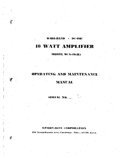 Krohn-Hite KROHNHITE DCA-10 Operating Maintenance  Krohn-Hite KROHNHITE DCA-10 Operating_Maintenance.pdf