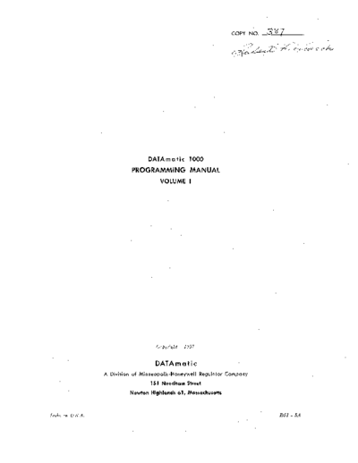honeywell DATAmatic 1000 Programming Manual Volume 1 1957  honeywell datamatic_1000 DATAmatic_1000_Programming_Manual_Volume_1_1957.pdf