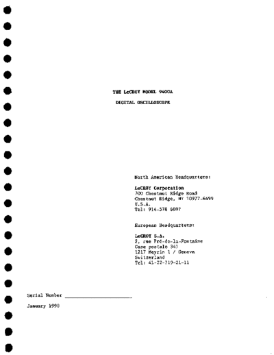 LeCroy LECROY 9400A Operating  LeCroy LECROY 9400A Operating.pdf