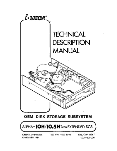 iomega 00701300-000 IOMEGA Alpha 10H Technical Description Manual Nov84  iomega 00701300-000_IOMEGA_Alpha_10H_Technical_Description_Manual_Nov84.pdf