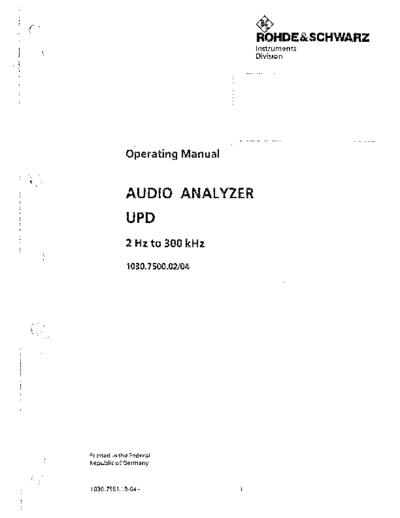 Rohde & Schwarz R&S UPD Operating  Rohde & Schwarz R&S UPD Operating.pdf