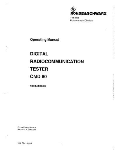 Rohde & Schwarz R&S CMD 80 Operating  Rohde & Schwarz R&S CMD 80 Operating.pdf