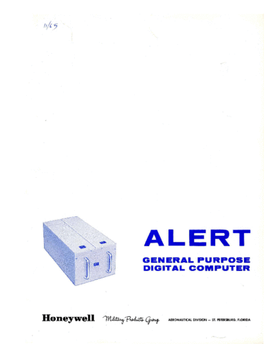 honeywell FL-665-R1A ALERT General Purpose Digital Computer  honeywell military alert FL-665-R1A_ALERT_General_Purpose_Digital_Computer.pdf