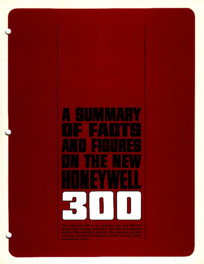 honeywell Honeywell 300 Summary of Facts and Figures 1964  honeywell h300 Honeywell_300_Summary_of_Facts_and_Figures_1964.pdf