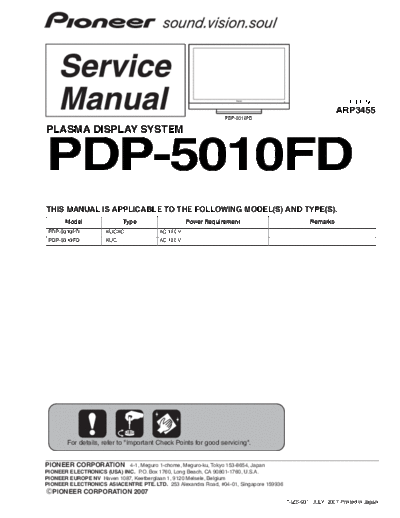 Pioneer Pioneer PDP-5010FD [SM]  Pioneer Monitor Pioneer_PDP-5010FD_[SM].pdf