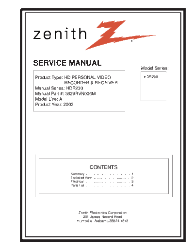 ZENITH hfe zenith hdr230 service en  ZENITH Video HDR230 hfe_zenith_hdr230_service_en.pdf