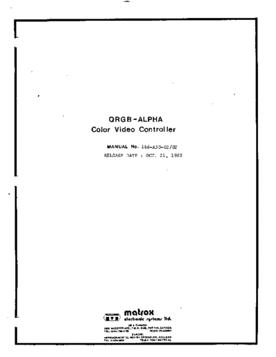 matrox 166-A50-02 QRGB-ALPHA Color Video Controller Oct83  matrox 166-A50-02_QRGB-ALPHA_Color_Video_Controller_Oct83.pdf