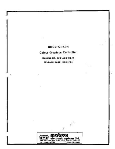 matrox 173-A50-02 QRGB-GRAPH Colour Graphics Controller Feb84  matrox 173-A50-02_QRGB-GRAPH_Colour_Graphics_Controller_Feb84.pdf