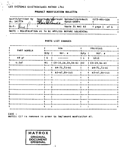 matrox 173-A90-02A QRGB-GRAPH Update May83  matrox 173-A90-02A_QRGB-GRAPH_Update_May83.pdf