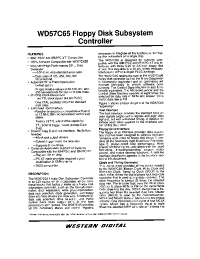Western Digital WD57C65 Floppy Disk Subsystem Controller May88  Western Digital WD57C65_Floppy_Disk_Subsystem_Controller_May88.pdf
