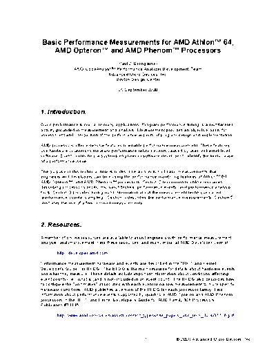 AMD Basic Performance Measurements for   Athlon 64 252C   Opteron and   Phenom Processors. [2008-09-25]  AMD _Performance Basic Performance Measurements for AMD Athlon 64_252C AMD Opteron and AMD Phenom Processors. [2008-09-25].pdf